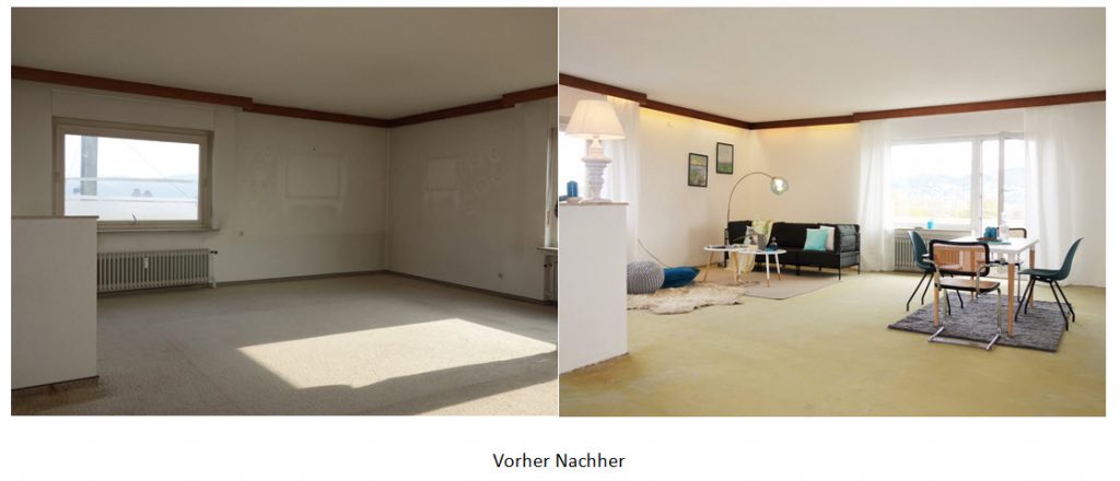 home staging lohnt sich. vorher nachher bild